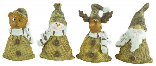 Bezaubernde Figuren im Sack 4er Set ca. 6 cm - Weihnachtsdekoration