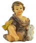 Preview: Handbemalte Krippenfigur Kind mit Horn und einem Lamm, ca. 4,5 cm, K 134-4