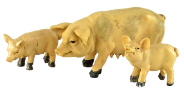 Handbemalte Krippenfiguren Hausschweinherde 3-tlg., ca. 3 cm, T200-12