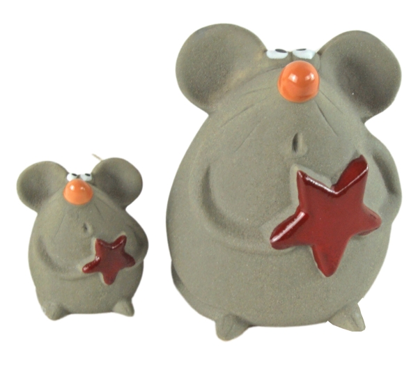 2er Set Niedliche Mäuse mit Stern - Weihnachtsdekoration