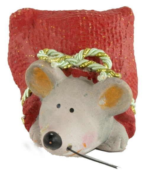 2er Set Bezaubernde Maus im Sack ca. 10 cm - Weihnachtsdekoration