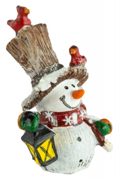 2er Set Bezaubernde Schneemänner mit Vögeln ca. 8 cm - Weihnachtsdekoration