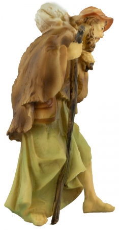 Handbemalte Krippenfigur Schäfer mit einem Schaf, ca. 11 cm, K 001-20