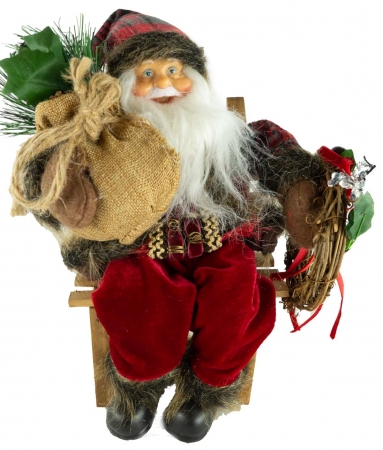 Bezaubernder Nikolaus auf Bank ca. 26 cm - Weihnachtsdekoration