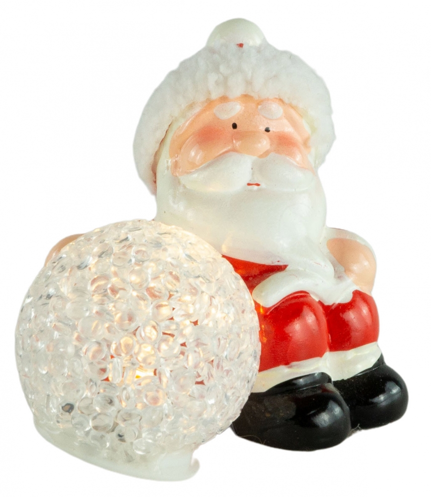2er Set Putzige Weihnachtsfiguren mit LED Schneeball ca. 8 cm - Weihnachtsdekoration