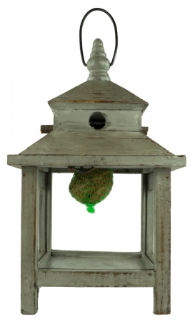 Handgefertigtes Vogelfutterhaus hellgrau, ca. 33 cm