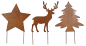 Preview: 3er-Set Beetstecker Tannenbaum, Stern & Hirsch – stimmungsvolle Gartendeko in Braun