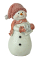 Preview: 4er-Set dekorative Schneemänner mit rosa Strickoptik-Mützen und Schals – winterliche Weihnachtsdeko