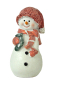 Preview: 4er-Set dekorative Schneemänner mit rosa Strickoptik-Mützen und Schals – winterliche Weihnachtsdeko