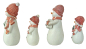 Preview: 4er-Set dekorative Schneemänner mit rosa Strickoptik-Mützen und Schals – winterliche Weihnachtsdeko