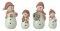 Preview: 4er-Set dekorative Schneemänner mit rosa Strickoptik-Mützen und Schals – winterliche Weihnachtsdeko