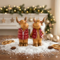 Preview: 2er Set Bezaubernde Elche mit Weste ca. 14 cm - Weihnachtsdekoration
