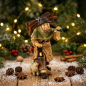 Preview: Handbemalte Krippenfigur Hirte mit Holz und Laterne - ca. 11 cm - K001-34