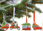 Preview: Weihnachten auf vier Rädern – 4er-Set festliche Fahrzeug-Anhänger