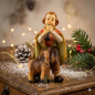 Preview: Handbemalte Krippenfigur Kind mit einer Ziege, ca. 7 cm, K 001-30