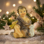 Preview: Handbemalte Krippenfigur Kind mit Horn und einem Lamm, ca. 4,5 cm, K 134-4