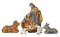 Preview: Erlesenes Krippenfiguren-Set 75012– Die Heilige Familie mit Ochse, Esel und Schafen