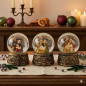 Preview: 3er Set Stimmungsvolle Schneekugeln Heilige Familie klein ca. 6 cm - Dekoration