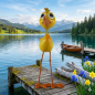 Preview: Bunter Gartenvogel Fridolin mit Federkopf Deko!!!