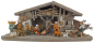 Preview: Stilvolle Weihnachtskrippe Breitenbrunn inkl. 11-tlg. Figurensatz K 604, Maße Krippe: ca. 60 x 23 x 26 cm