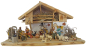 Preview: Traditionelle Weihnachtskrippe Hersbruck inkl. 17-tlg. Figurensatz K 604-S, Maße Krippe: ca. 66 x 30 x 32 cm