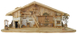 Preview: Stimmungsvolle, handgefertigte Weihnachtskrippe Gotthard aus Holz hell inkl. 12-tlg. handbemaltem Figurensatz K 001,    Maße Krippe: ca. 90 x 40 x 40 cm