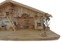 Preview: Stimmungsvolle, handgefertigte Weihnachtskrippe Gotthard aus Holz hell inkl. 12-tlg. handbemaltem Figurensatz K 001,    Maße Krippe: ca. 90 x 40 x 40 cm