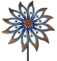 Preview: Dekoratives Windrad 6519 „Blüte“ in Blau & Kupfer – stilvoller Blickfang für Ihren Garten