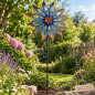Preview: Dekoratives Windrad 6519 „Blüte“ in Blau & Kupfer – stilvoller Blickfang für Ihren Garten