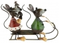 Mobile Preview: Bezauberndes Mäusepaar auf einem Schlitten 2er Set ca. 10 cm - Weihnachtsdekoration