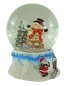 Preview: Wunderschöne Schneekugel mit Spieluhr Schneemann auf Schlitten ca. 14 cm - Dekoration