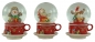 Preview: 3er Set Lustige Schneekugeln Weihnachtsfiguren auf einer Tasse ca. 7 cm - Dekoration