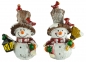 Preview: Bezaubernde Schneemänner mit Vögeln 2er Set ca. 8 cm - Weihnachtsdekoration