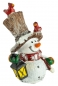 Preview: 2er Set Bezaubernde Schneemänner mit Vögeln ca. 8 cm - Weihnachtsdekoration