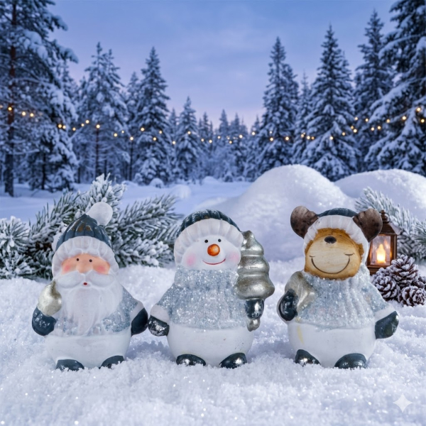 3er Set Bezaubernder Nikolaus, Schneemann und Elch ca. 7 cm - Weihnachtsdekoration