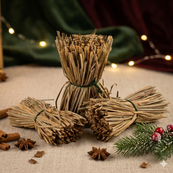 3er Set Grasbündel – Natürliches Zubehör für Ihre Weihnachtskrippe