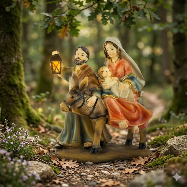 Krippenfigur Heilige Familie auf der Flucht, ca. 13 cm, K 084-14