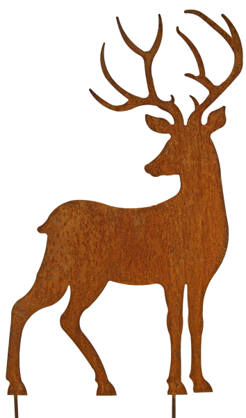 Majestät im Garten – Beetstecker Hirsch in Rostoptik