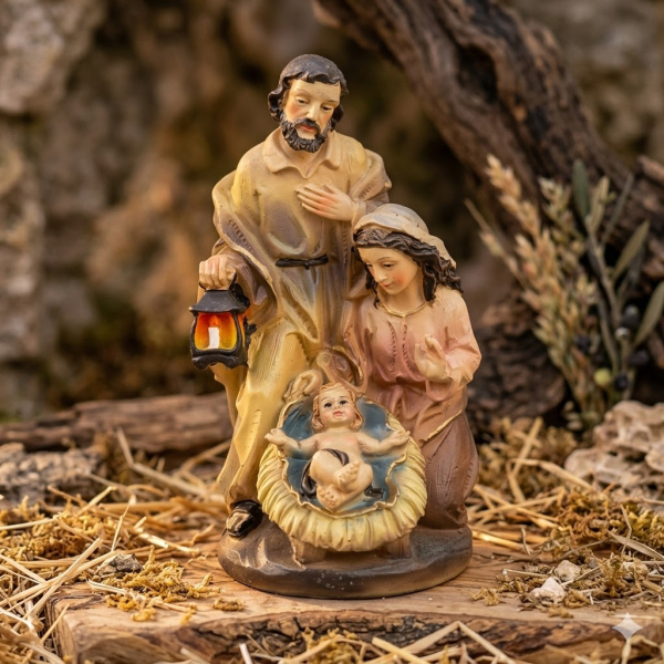 Krippenfigurenblock Heilige Familie klein, ca. 14 cm, K 030G-14