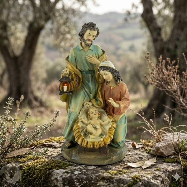 Krippenfigurenblock Heilige Familie groß, ca. 23 cm, K 030F-23