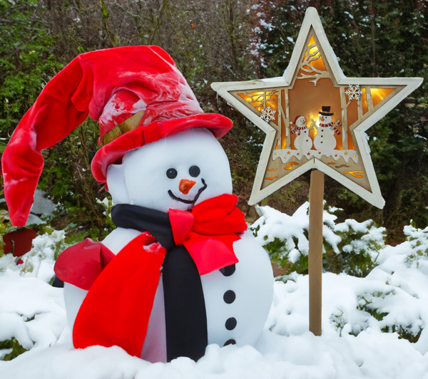 LED-Stern mit 2 Schneemännern– Weihnachtszauber wie ein Schwibbogen