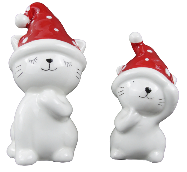 Dekofigur 2er-Set „Weihnachtskatzen“ – für ein Herz voller Weihnachtszauber