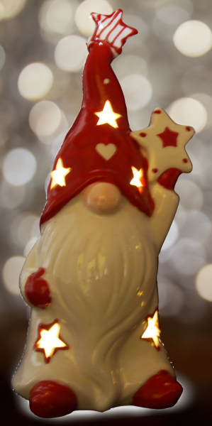Weihnachtliches LED Wichtel mit roter Mütze - Höhe ca. 22 cm
