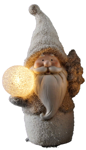 Preview: ✨ Weiß-Hellbrauner Nikolaus mit LED-Kugel und Tannenbaum ✨