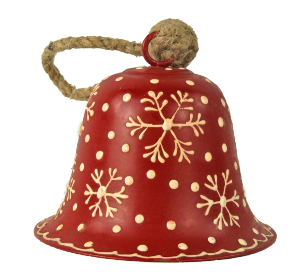3er-Set Weihnachtsglocken in Rot mit Schneeflocken – festliche Christbaumhänger