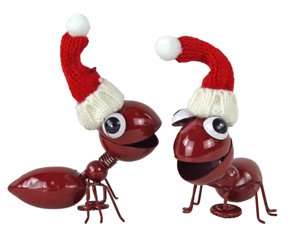 Preview: Lustige rote  Magnet-Ameisen mit Weihnachtsmütze – ein echter Hingucker!