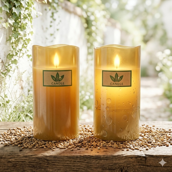 2er Set Tolle Echtwachskerzen ca. 14,5 cm - Weihnachtsdekoration