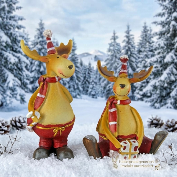 2er Set Niedlicher Elch Zuckerstange / Geschenk - Weihnachtsdekoration
