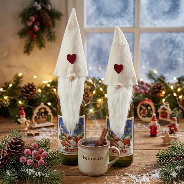 Niedliches 2er Set Flaschenüberzieher Santa