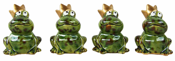 Preview: Charmantes 4er Set Froschkönig - Höhe ca. 6,9 cm